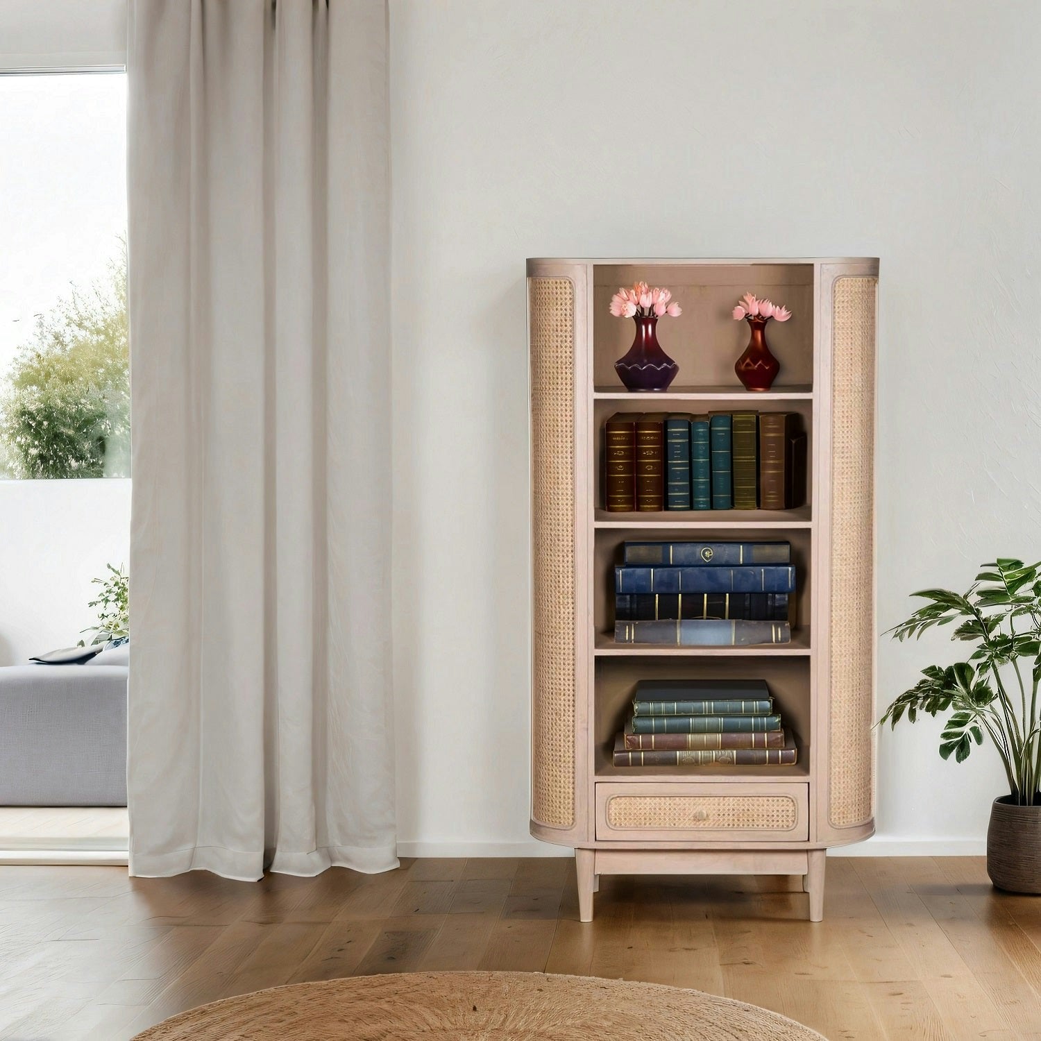 Carlester Cane And Wood Bookcase