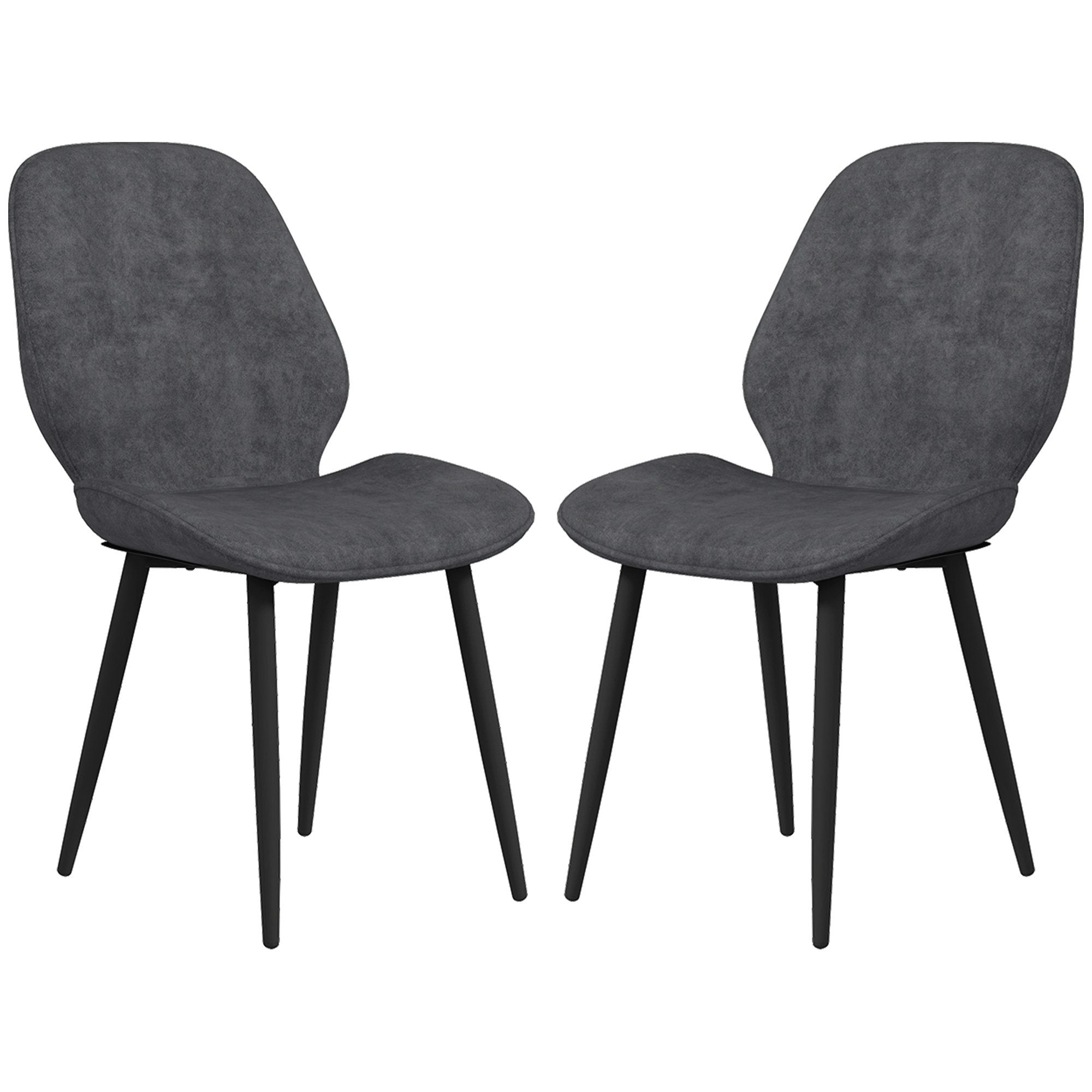 Dining Chairs Set of 2 Upholstered Kitchen Chairs w/ Metal Legs Grey