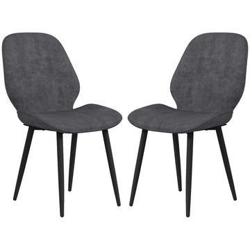 Dining Chairs Set of 2 Upholstered Kitchen Chairs w/ Metal Legs Grey