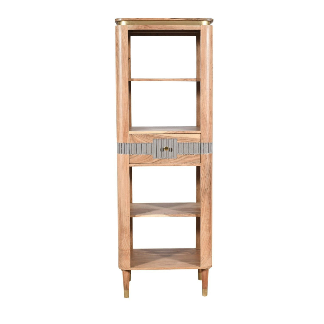 Alaina Acacia Wood 1 Drawers Open Bookcase