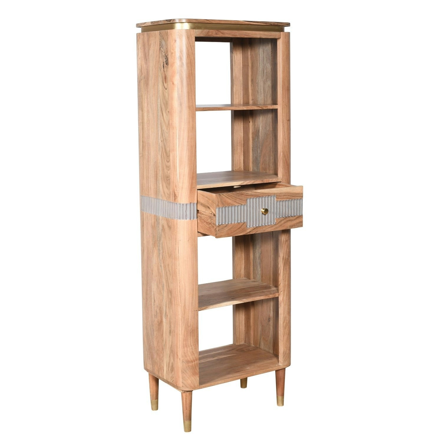 Alaina Acacia Wood 1 Drawers Open Bookcase