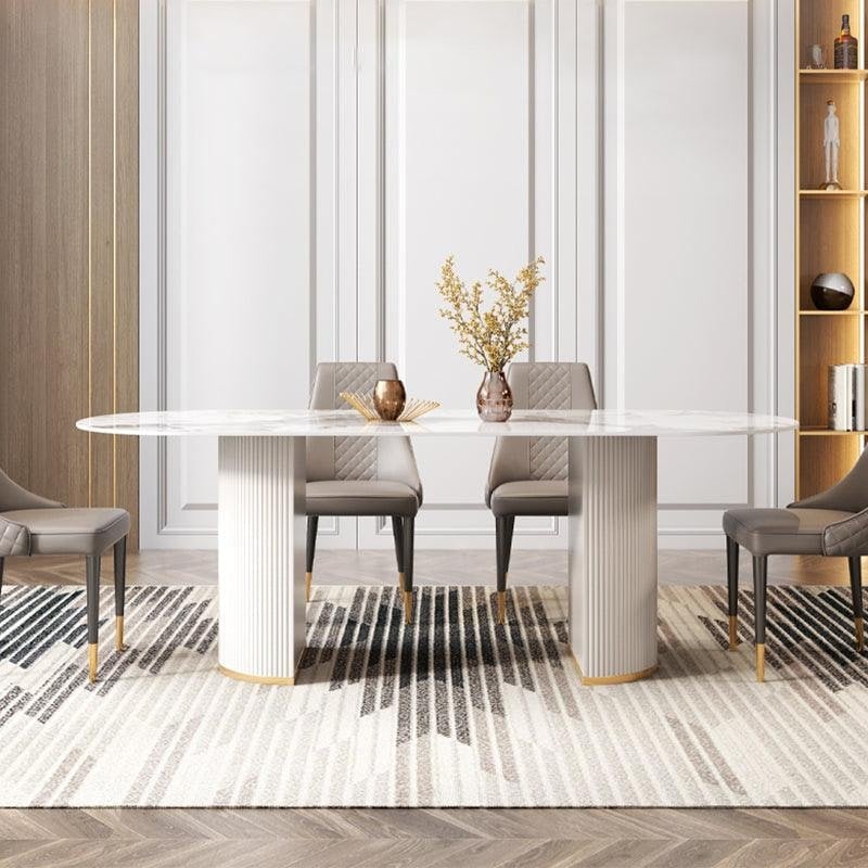 Costanza Dining Table, Sintered Stone, White