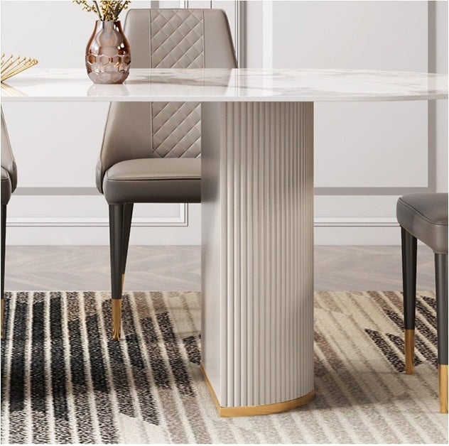 Costanza Dining Table, Sintered Stone, White